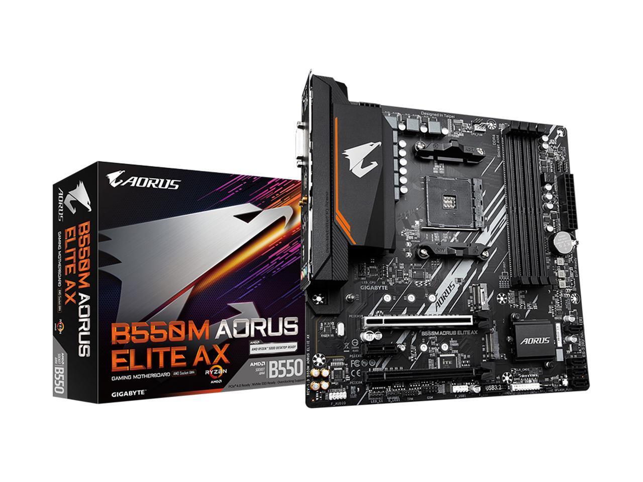 GIGABYTE B550M AORUS ELITE AX (rev 1.3) AM4 AMD B550 Micro-ATX Motherboard