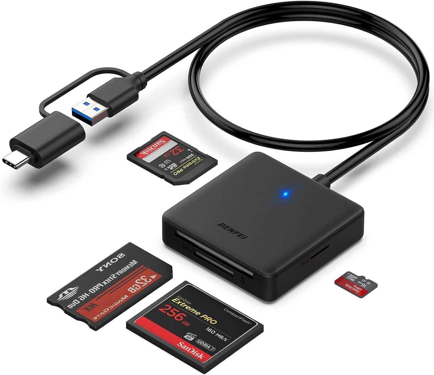Lector de Tarjetas de Memoria Adaptador para Tarjetas SD Micro de 4 en 1 y USB