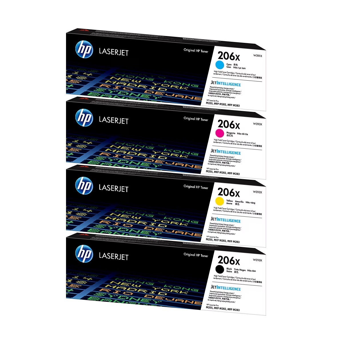 HP 206X Black/Cyan/Magenta/Yellow High Yield Toner Cartridge, Pack Of 4