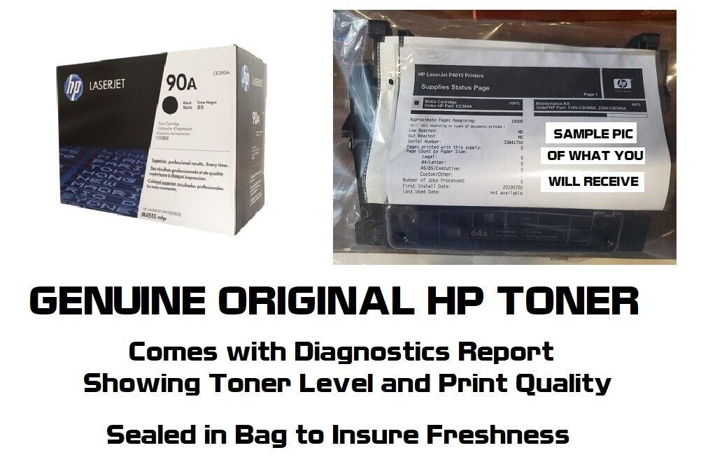 New Genuine HP 90A Toner Cartridges Printer-Tested 100% SEALED BAG OPEN BOX
