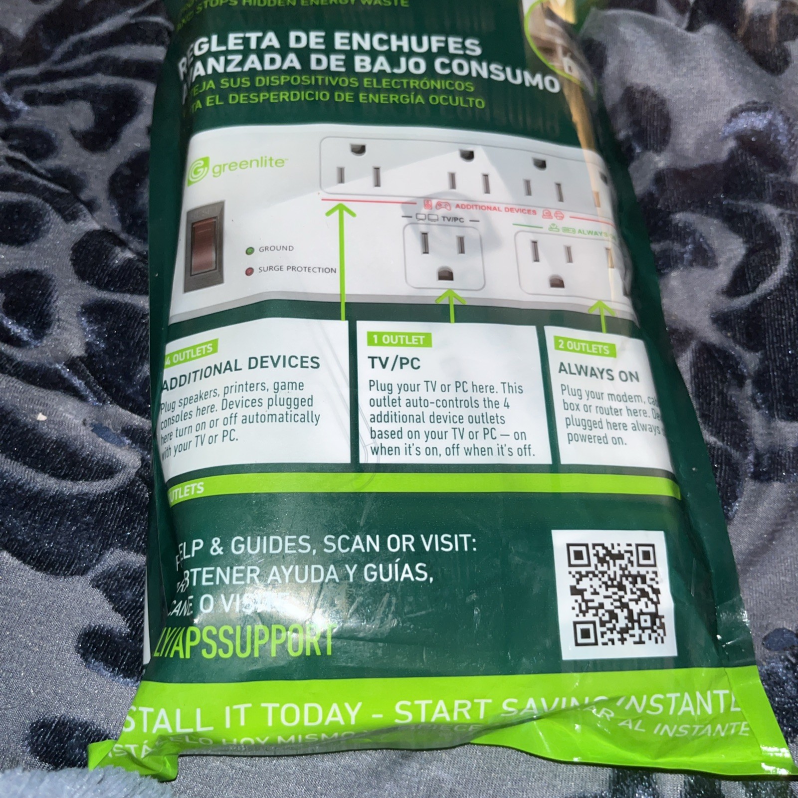 Greenlite TV+PC Energy-Saving Advanced Power Strip Surge Protector, 7 Outlets