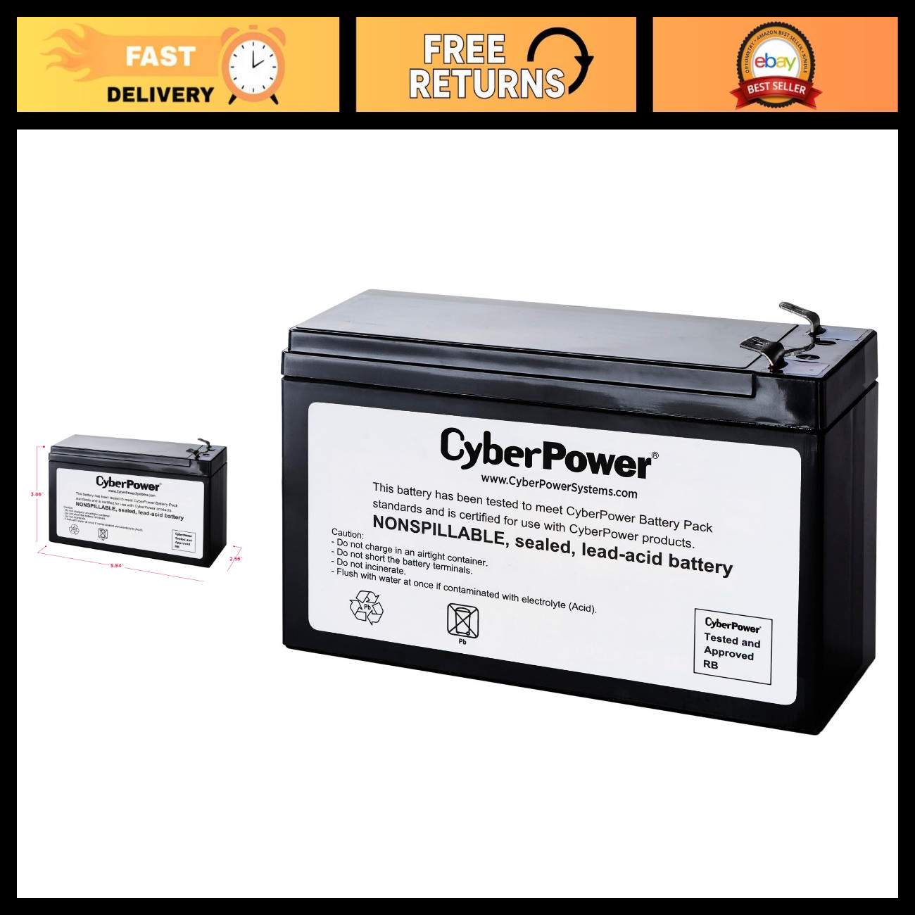 Replacement Battery Cartridge for CyberPower RB1280A UPS - High Capacity, Reliab