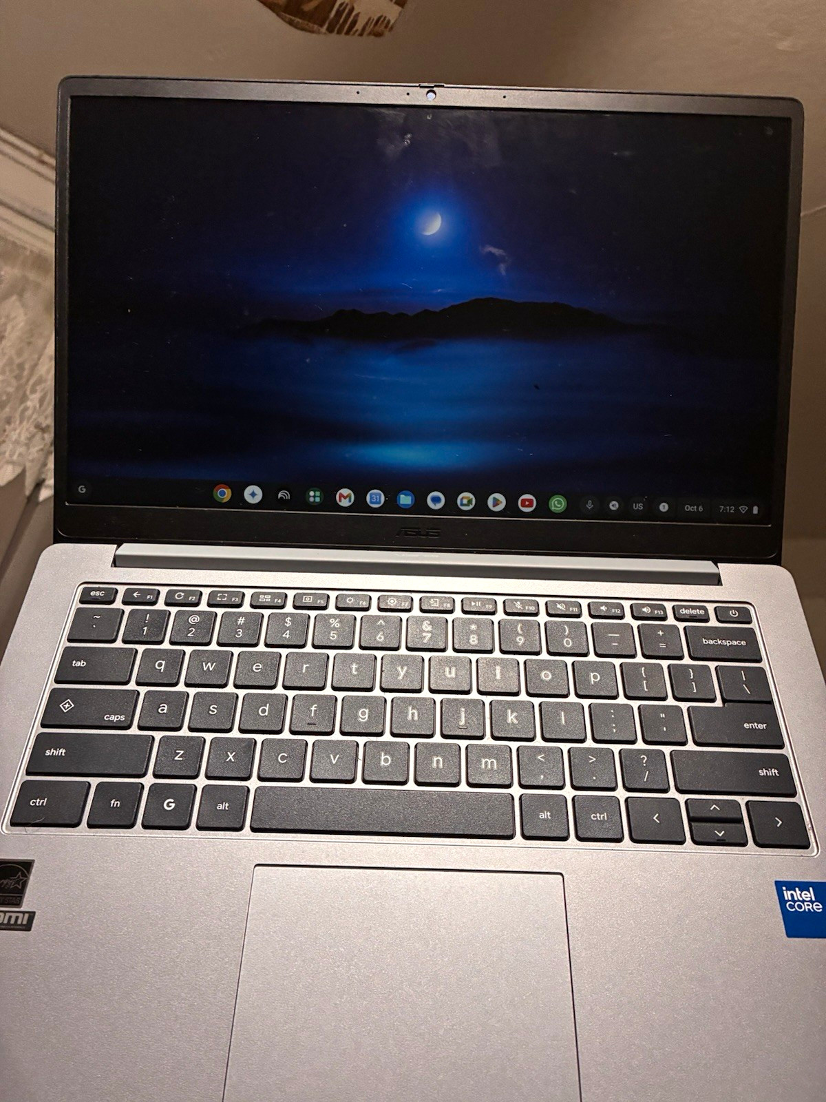 ASUS Chromebook Plus 14" Silver Intel Core Chrome OS Wi-Fi BT Webcam HDMI