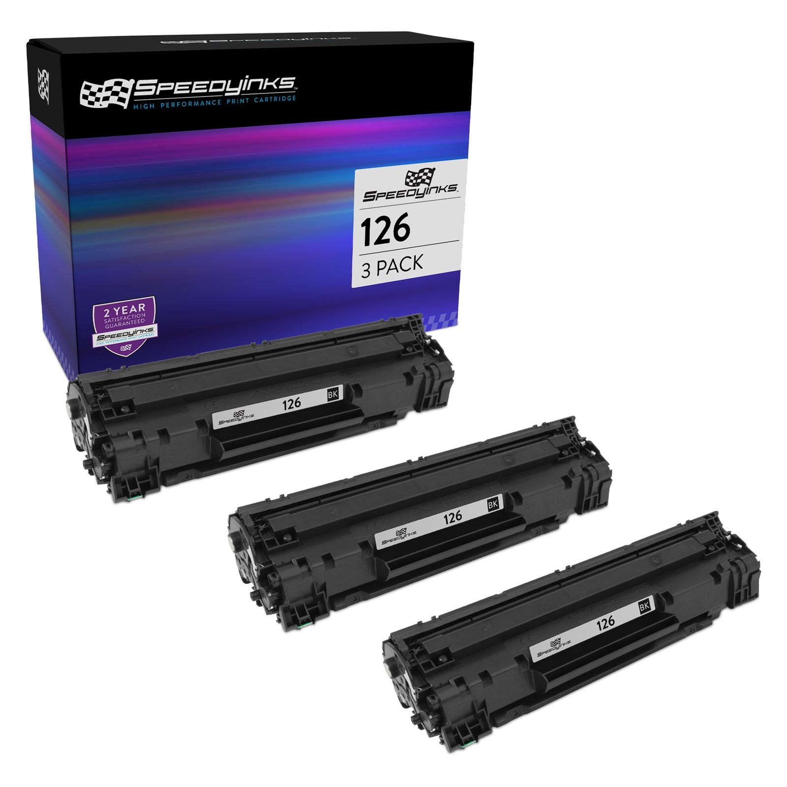 SPEEDYINKS Compatible Toner Cartridge for Canon 126 (Black, 3-Pack)