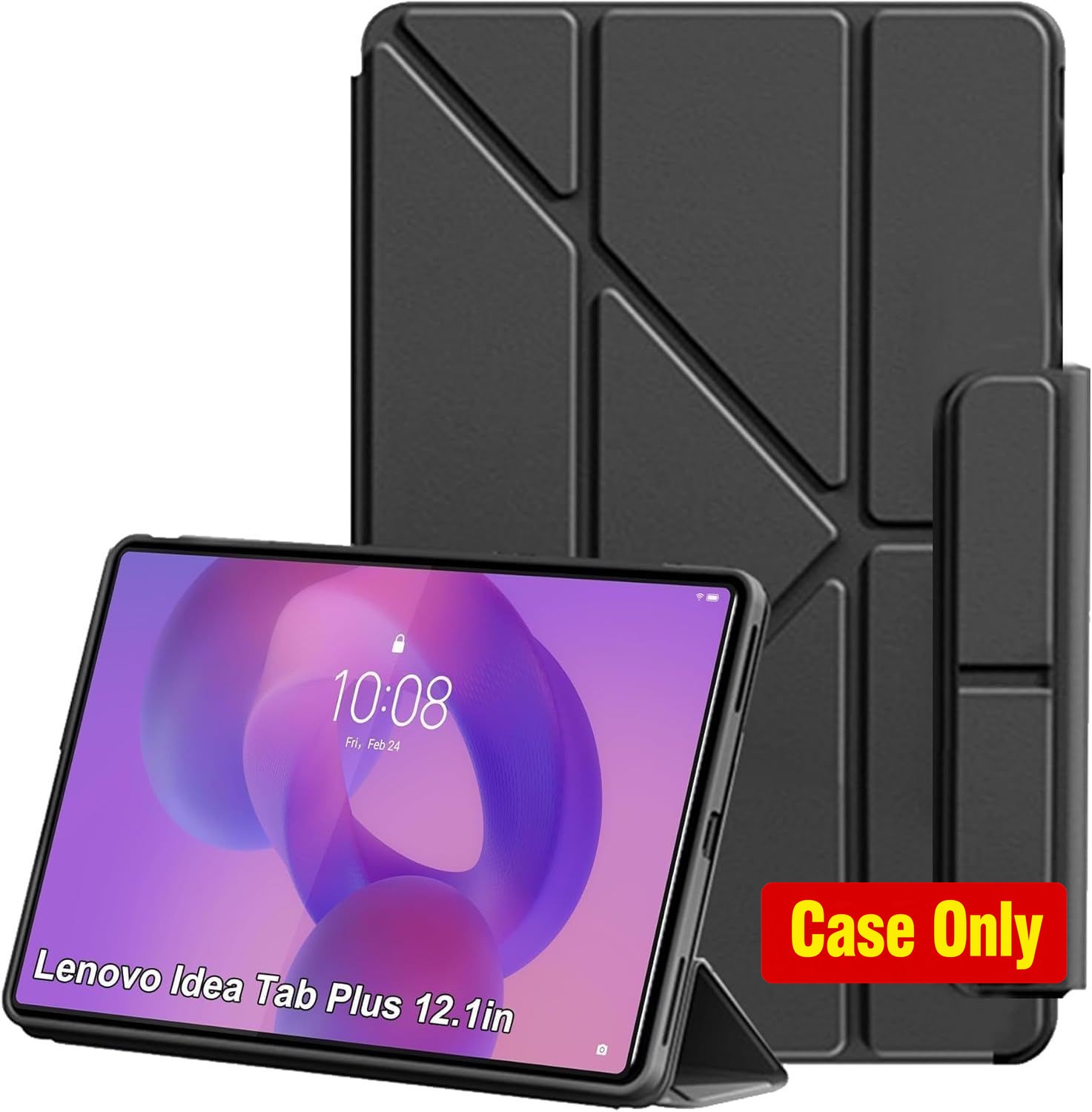 Tablet Case for Idea Tab Plus 12.1" 2025, Shockproof, Vertical Stand, Black