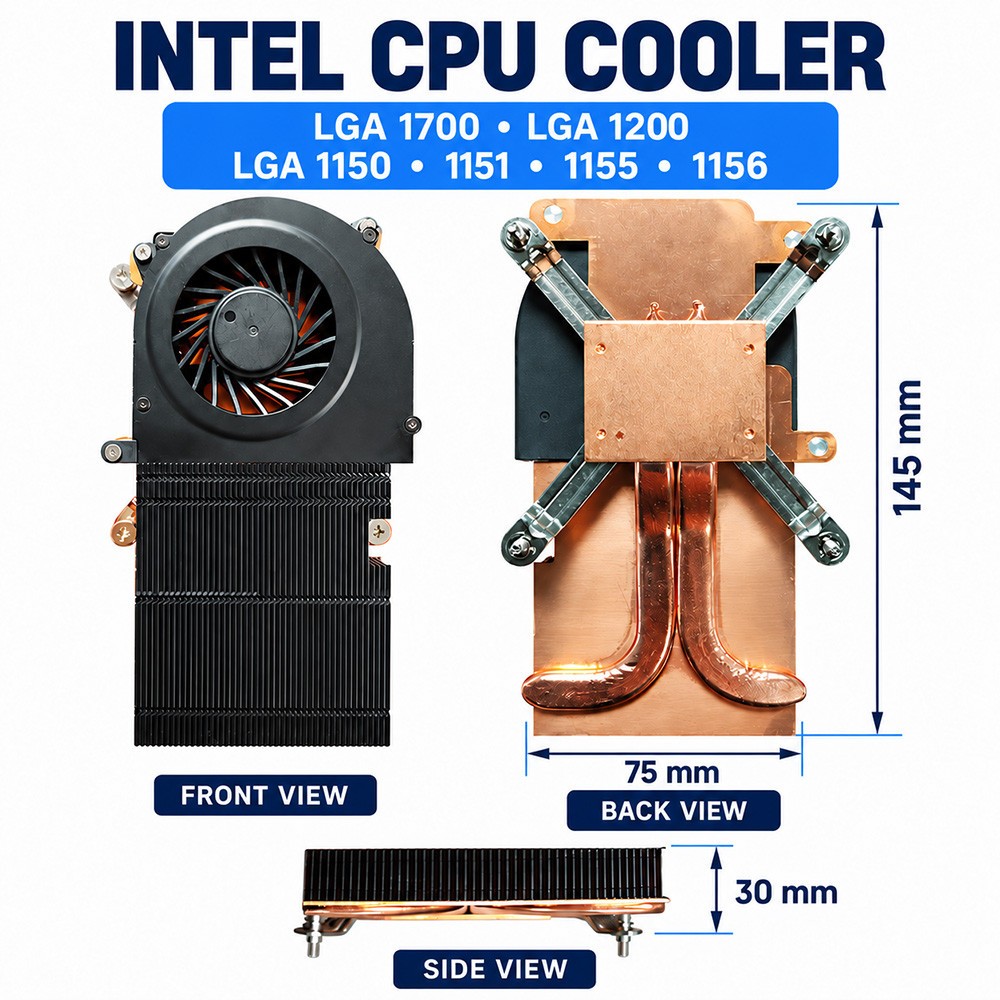 Slim Low-Profile ITX Intel LGA 1150/1151/1155 1200 1700 CPU Quiet Cooler 30mm