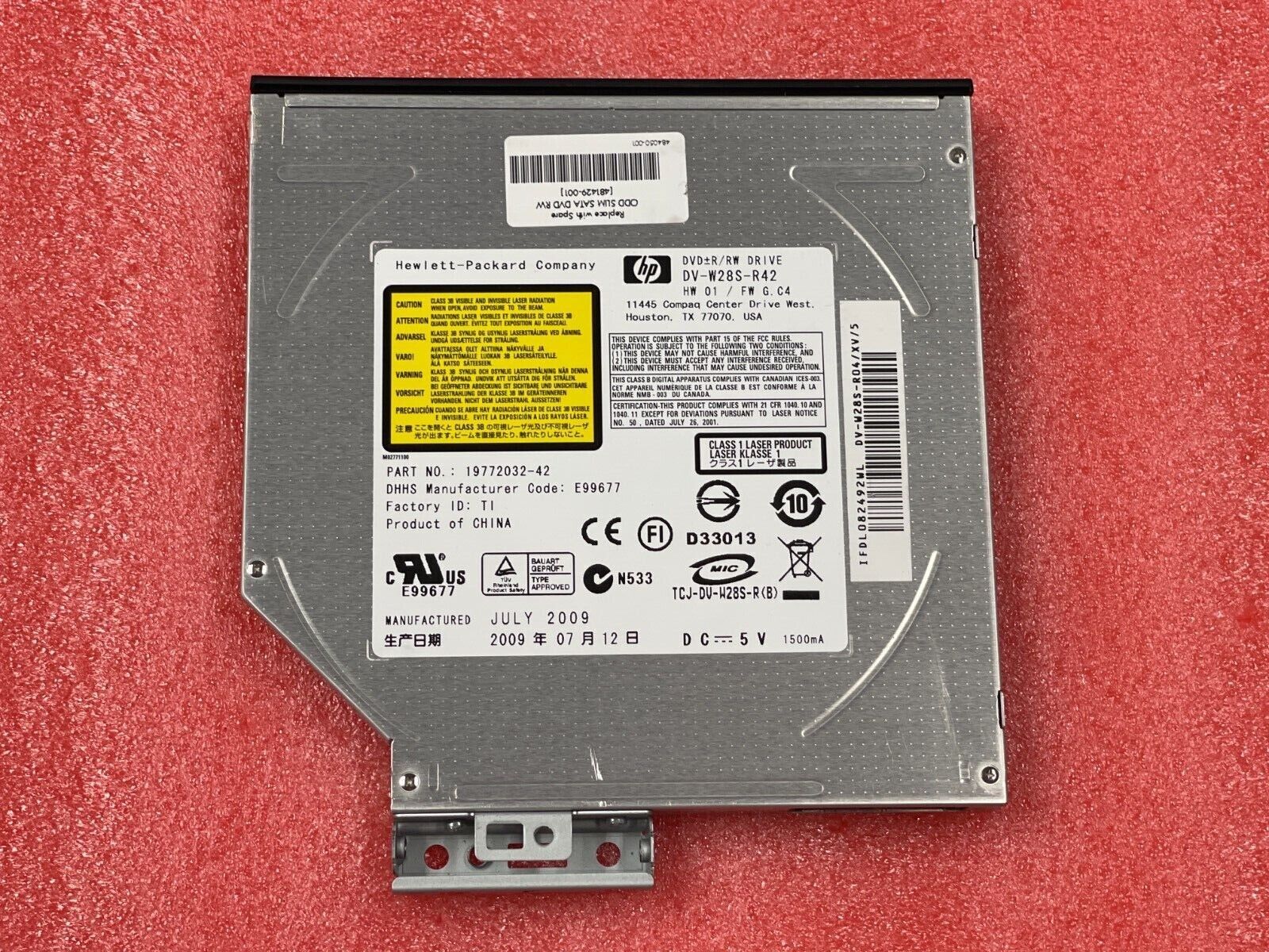 HP Lightscribe 12.7MM SATA Slimline CD/DVD+/-RW Optical Drive 481429-001 12.7mm
