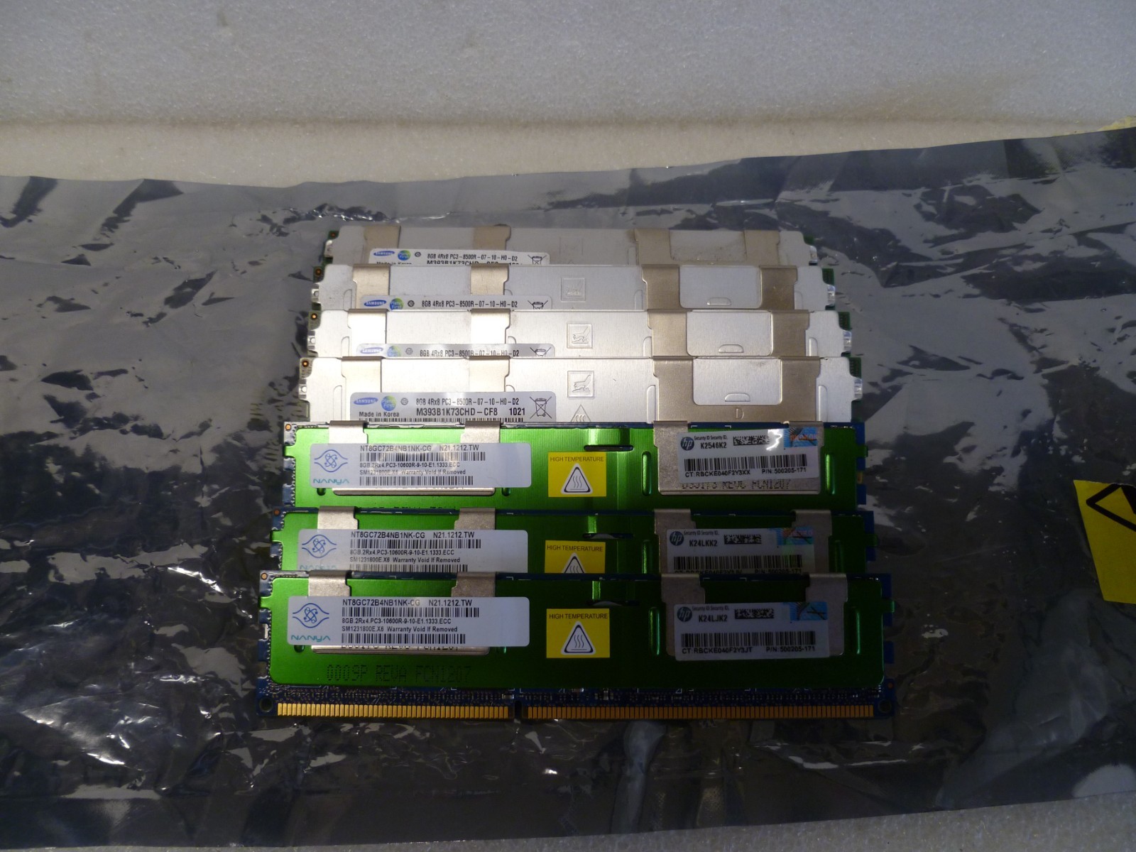 LOT OF 7 MIX SAMSUNG/NANYA 8GB PC3 SERVER Memory
