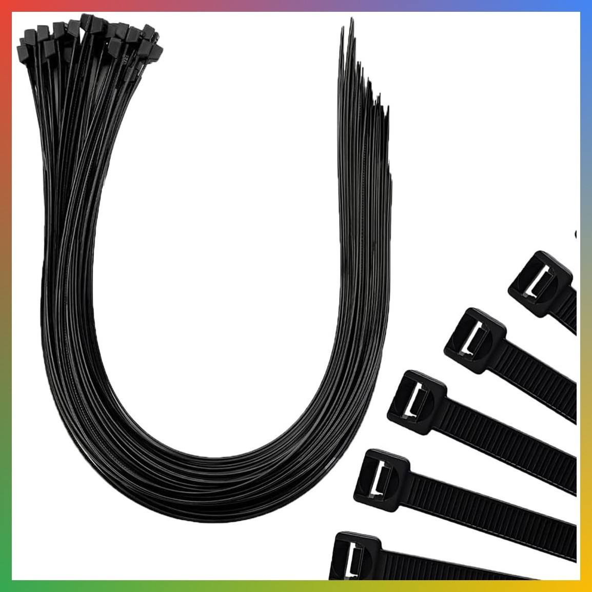 48 Inch Heavy Duty Zip Ties 175 Lbs UV Resistant Black Cable Ties 5 Pack