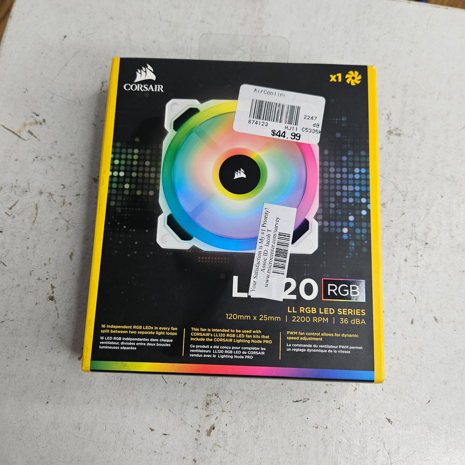 Corsair LL120 RGB, 120mm Dual Light Loop RGB LED PWM Fan, CO-9050071-WW