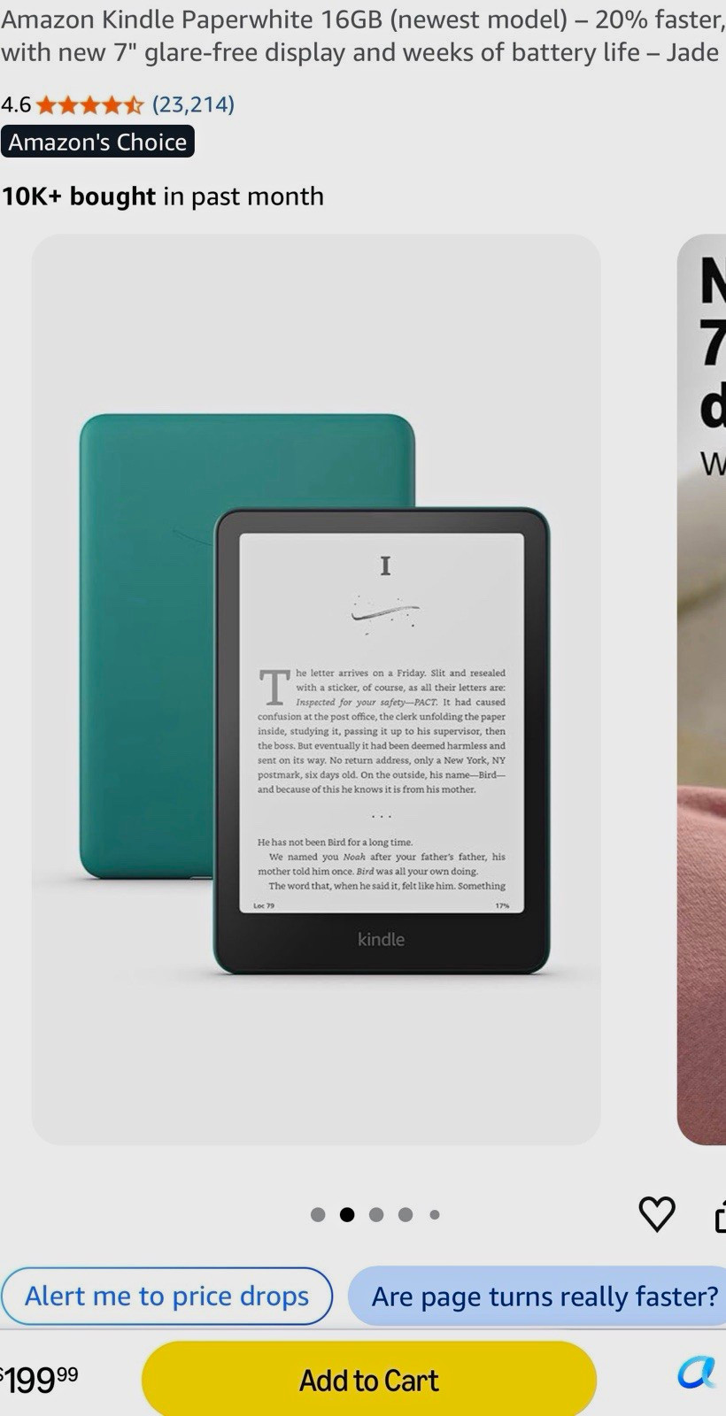 Amazon Kindle Paperwhite 7 in eBook Reader 16 GB Jade - Kindle Series