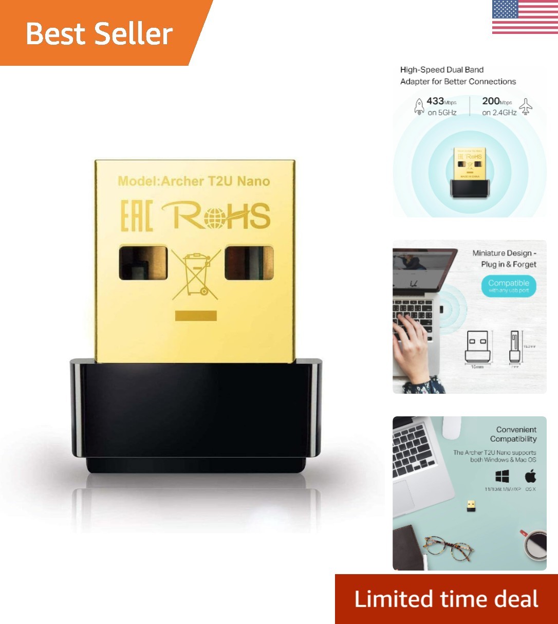 AC600 Nano USB WiFi Adapter - Dual Band Wireless Solution for Fast Connectivity