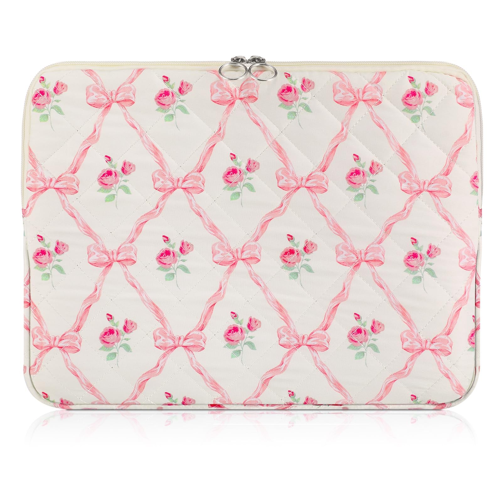 Pink Bow Floral Laptop Bag 13 Inch Cute Preppy Puffy Laptop Sleeve Case Bag C...