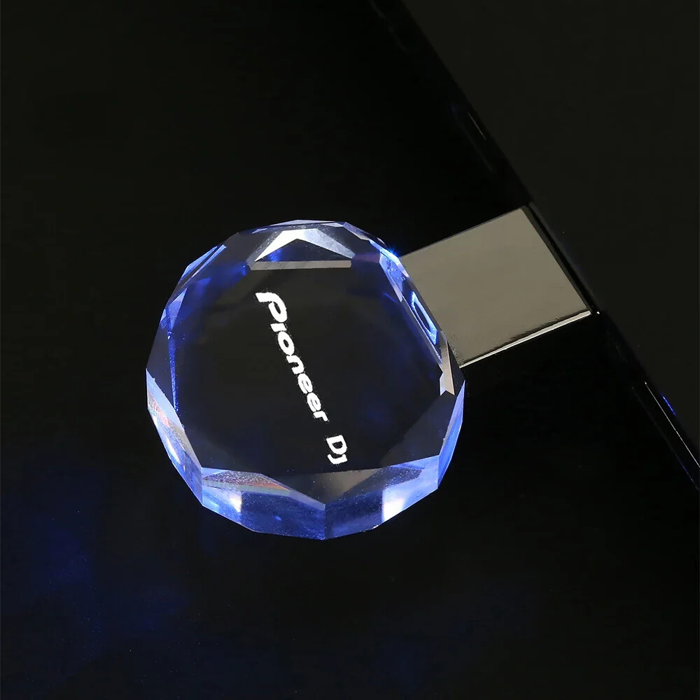 Crystal Pioneer DJ Pen Drive LED Light Key 4/8/16/32/64GB External Drive