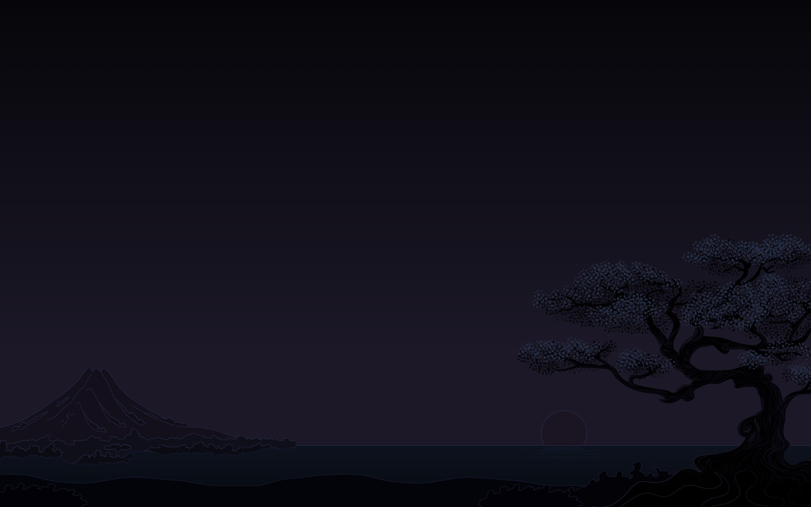 Landscape dark minimalism cherry trees sunset mountains Custom Gaming Mat Desk
