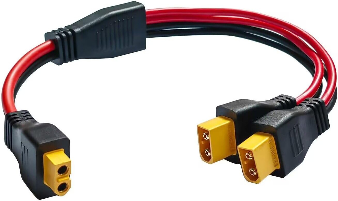 10AWG XT60 Y Splitter Cable, XT60 Female to Dual Male Connector Adapter for Sola