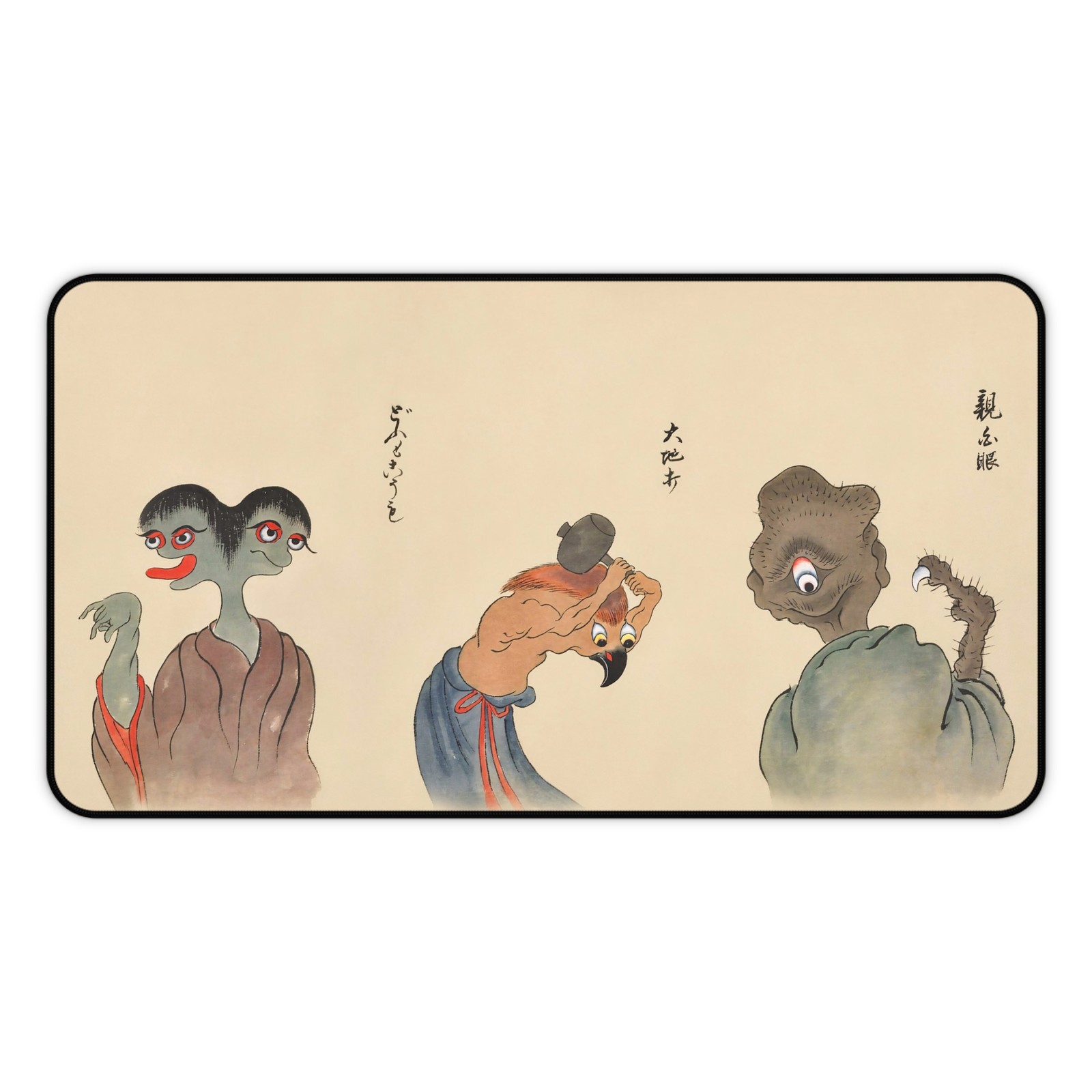 Japanese Yokai Monster Mousepad | Extended Gaming Desk Mat with Multi Demon Art