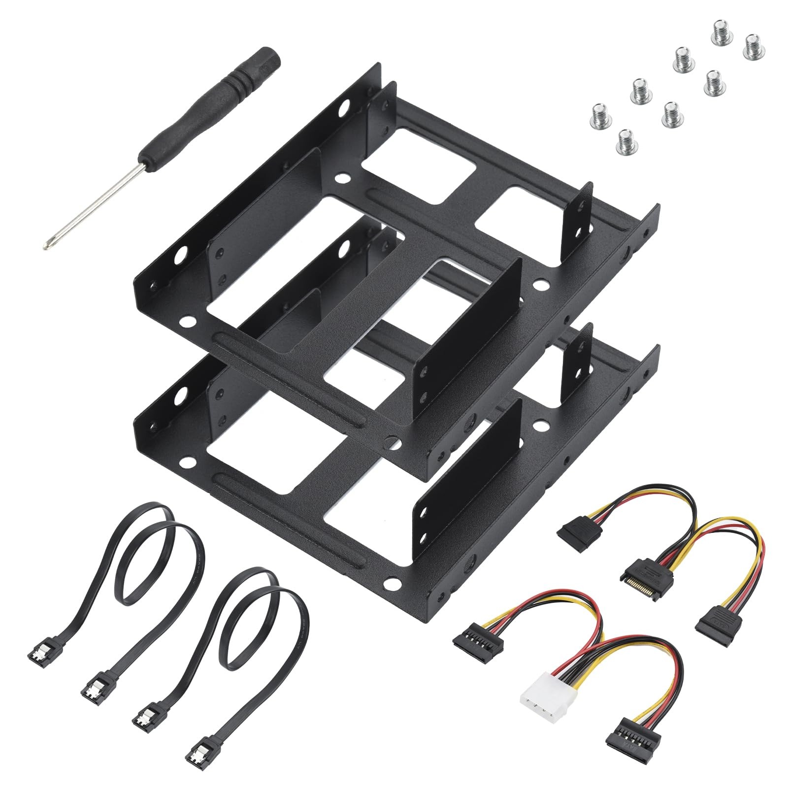2 PCS DoubleDeck SSD Mounting Bracket 2.5 To 3.5 Inch SATA Power Cables