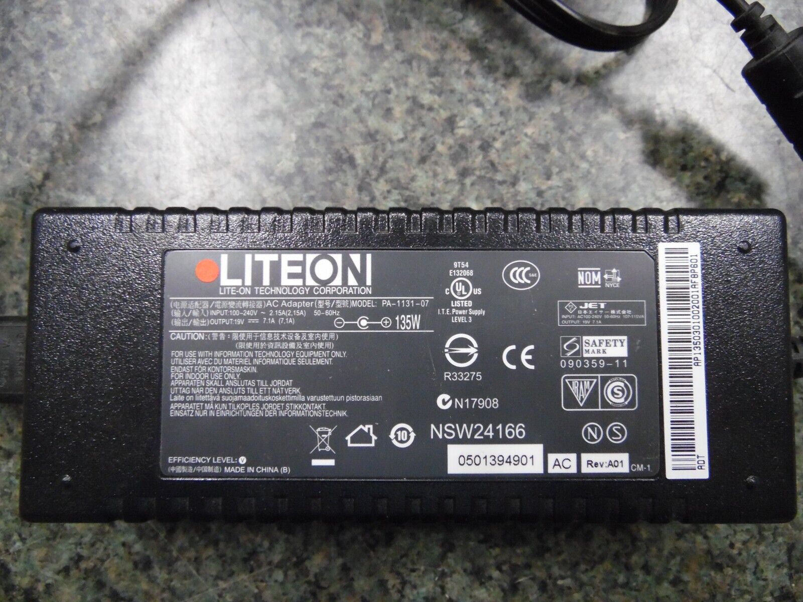 Genuine LiteON for Acer Charger AC Power Adapter PA-1131-07 19V 135W 7.4mm Tip