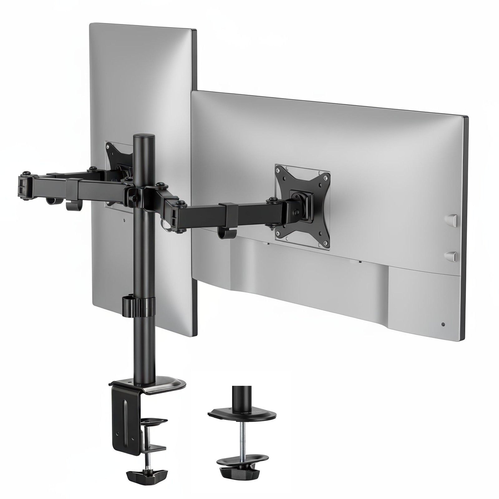 MountIt Dual Monitor Arm Desk Mount Fits 1332 Inch Screen 19.8 lbs VESA