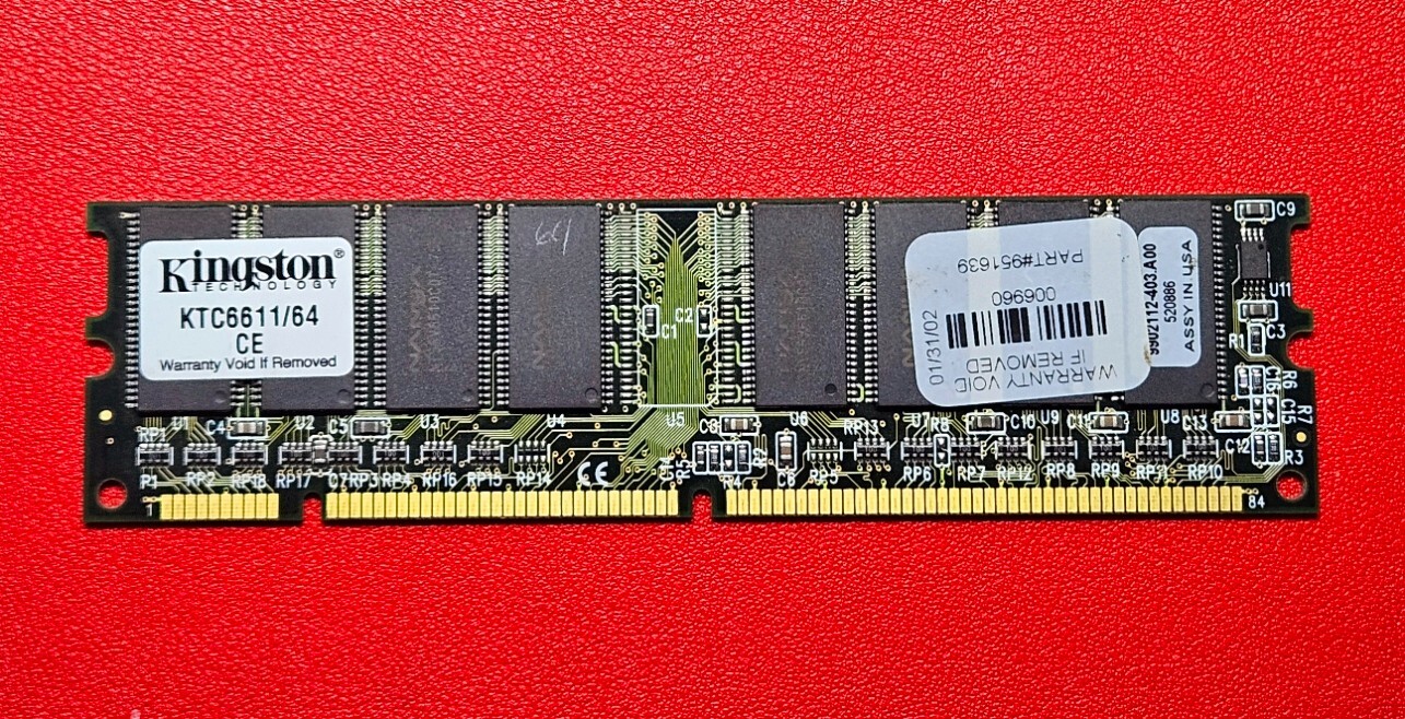 Vintage Kingston KTC6611-64-CE 64MB 100Mhz DIMM SDRAM - NEW