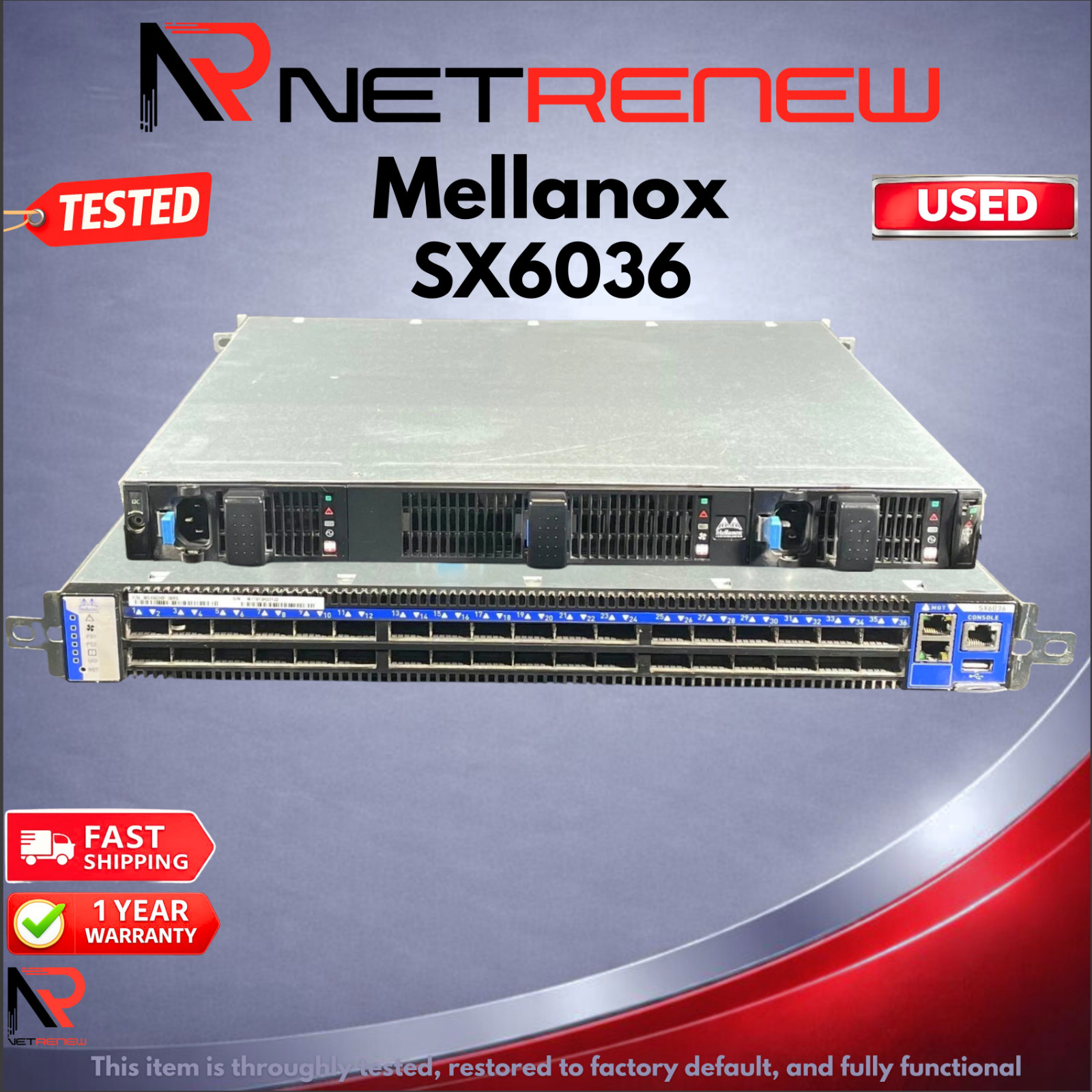 Mellanox SX6036 36 Port 40GB Homelab Switch   w/ MLNX-OS   2x Psu