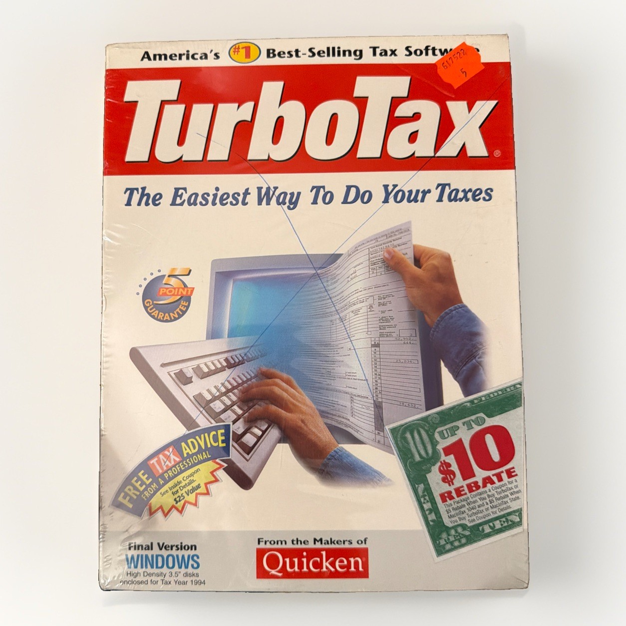 Vintage 1994 Quicken Turbo Tax Software Windows 3.5 inch diskette NIB Sealed