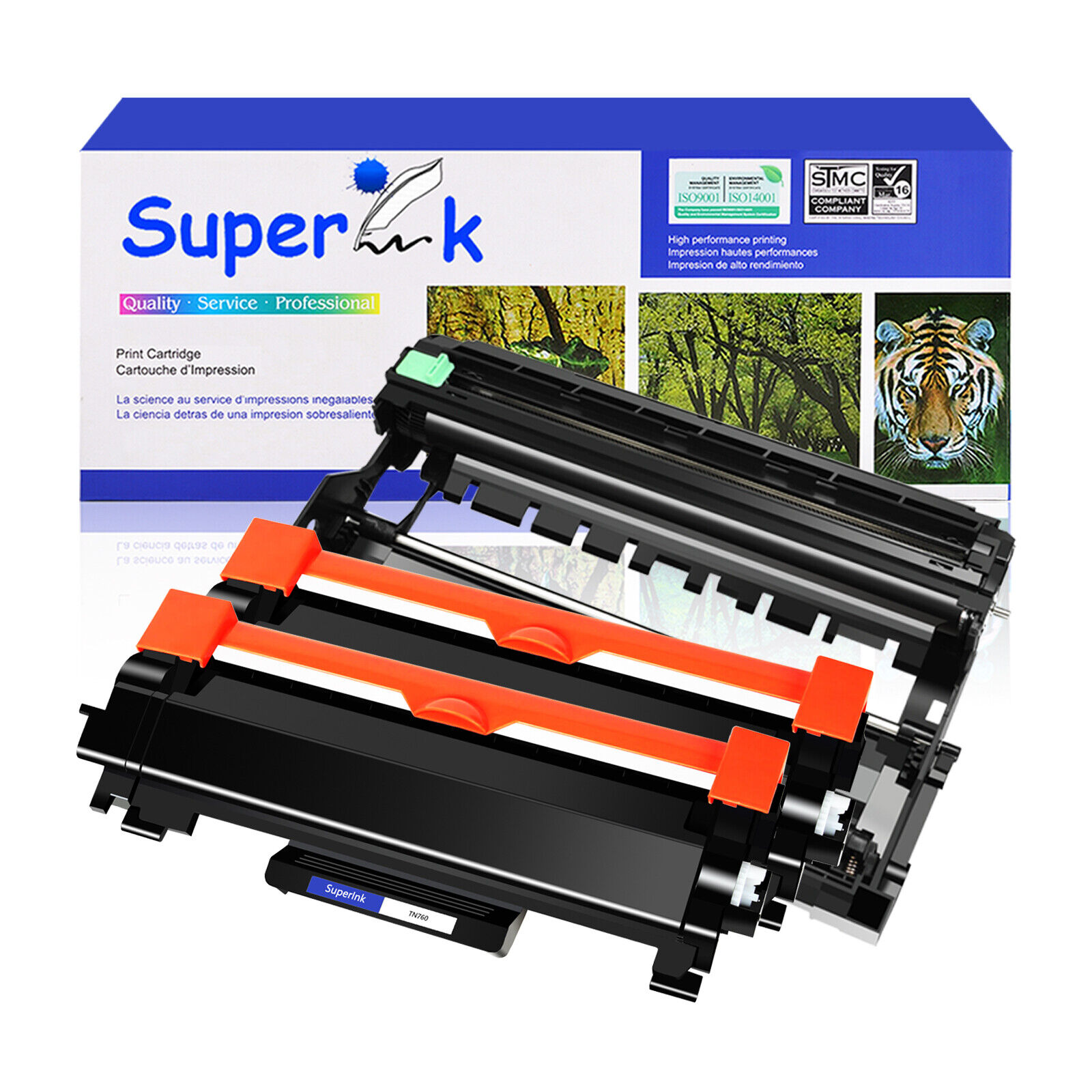 2PK TN760 Toner + 1PK DR730 Drum w/Chip for Brother MFC-L2750DW MFC-L2710DN