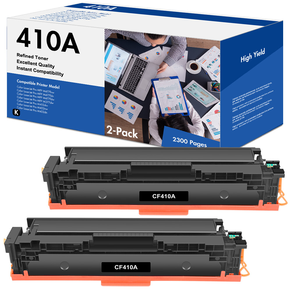 2x CF410A Black Toner Cartridge For HP LaserJet Pro M452nw M477fnw M477fdw 477A