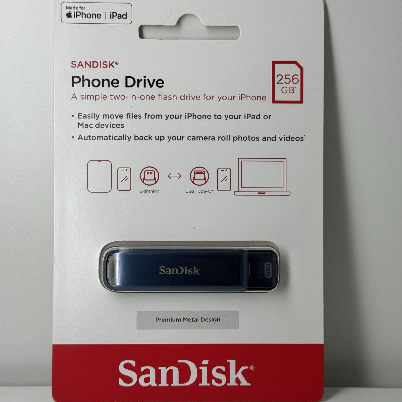 SanDisk SDIXD0N-256G-AW6ME Phone Drive 256GB USB Flash Drive for iPhone
