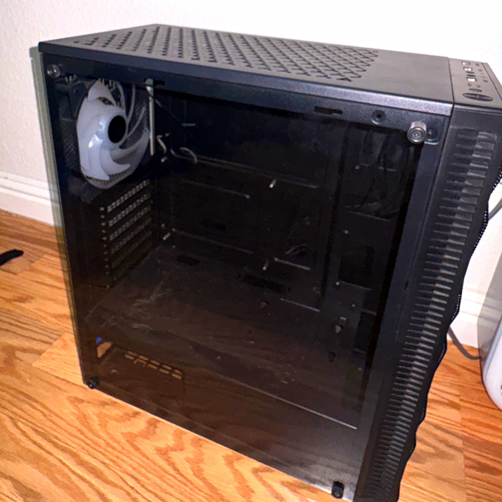 MOROVOL ATX Mid Tower PC Case Black Tempered Glass Mesh USB/Audio 2x3.5"