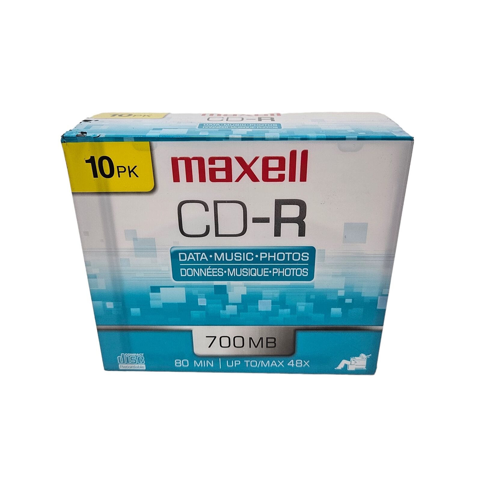 Maxell CD-R Discs 700MB/80min 48x w/Slim Jewel Cases Silver 10/Pack 648210