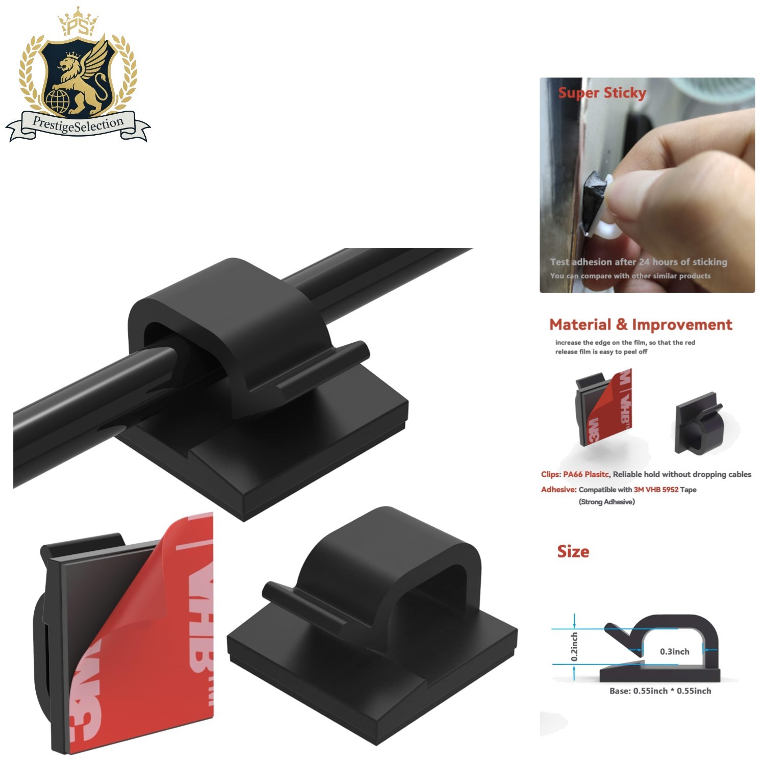 40-Pack Multi-Surface Adhesive Cable Clips - Effortless Organization at Home