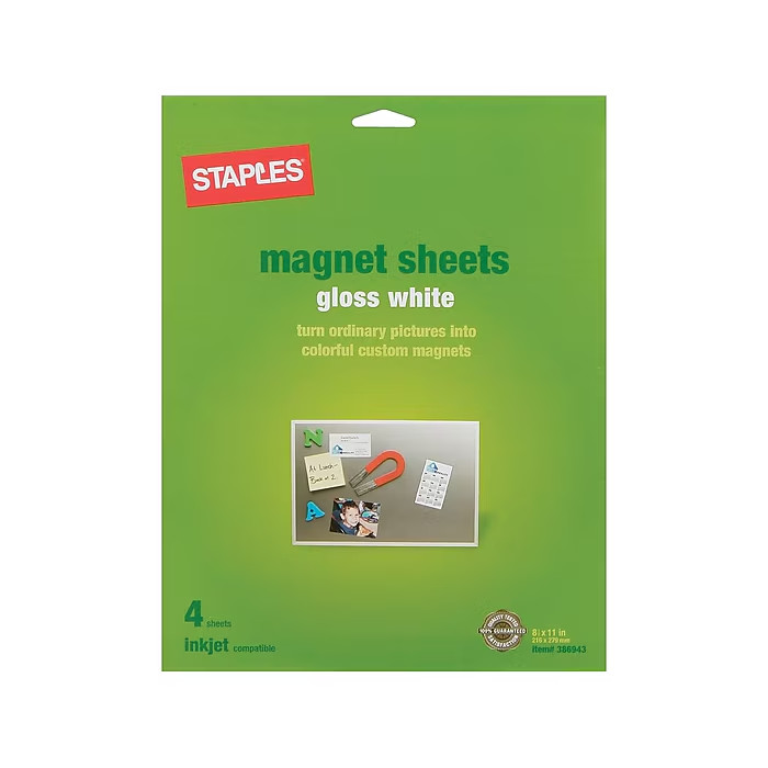 New  Staples Magnetic Glossy Photo Paper, 8.5" x 11", 4/Pack (34747-CC)