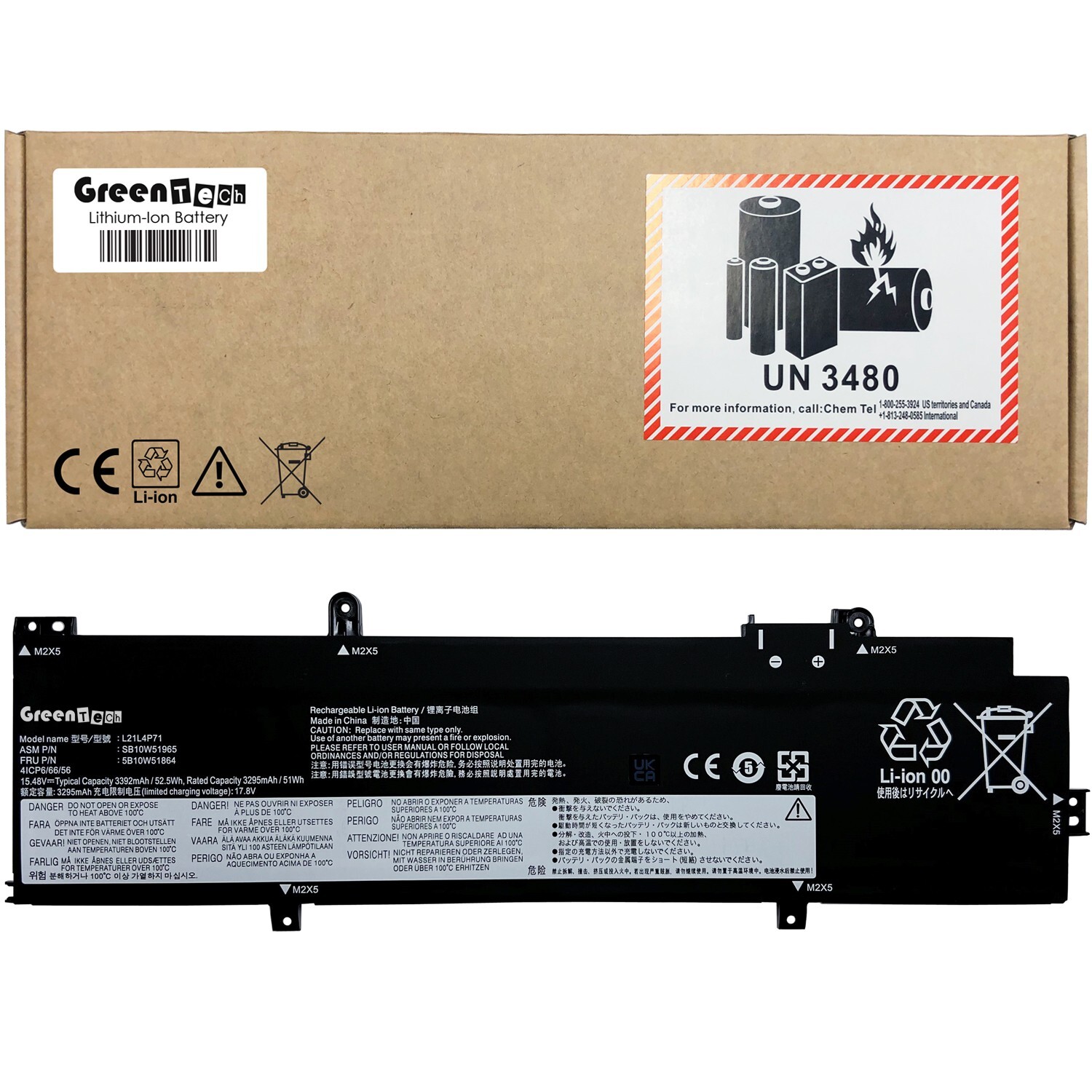 GREENTECH L21L4P71 BATTERY FOR THINKPAD T14 P14S GEN 3 52.5WHR L21C4P71 L21M4P71