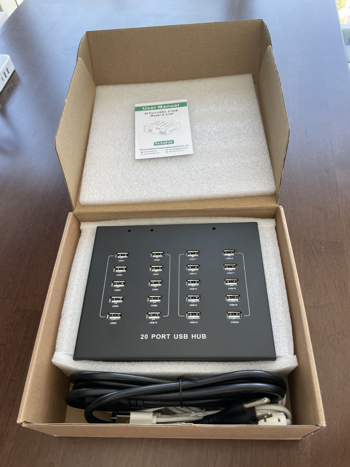 Sipolar A-210P 20-Port  USB 2.0 HUB (Open box never used)