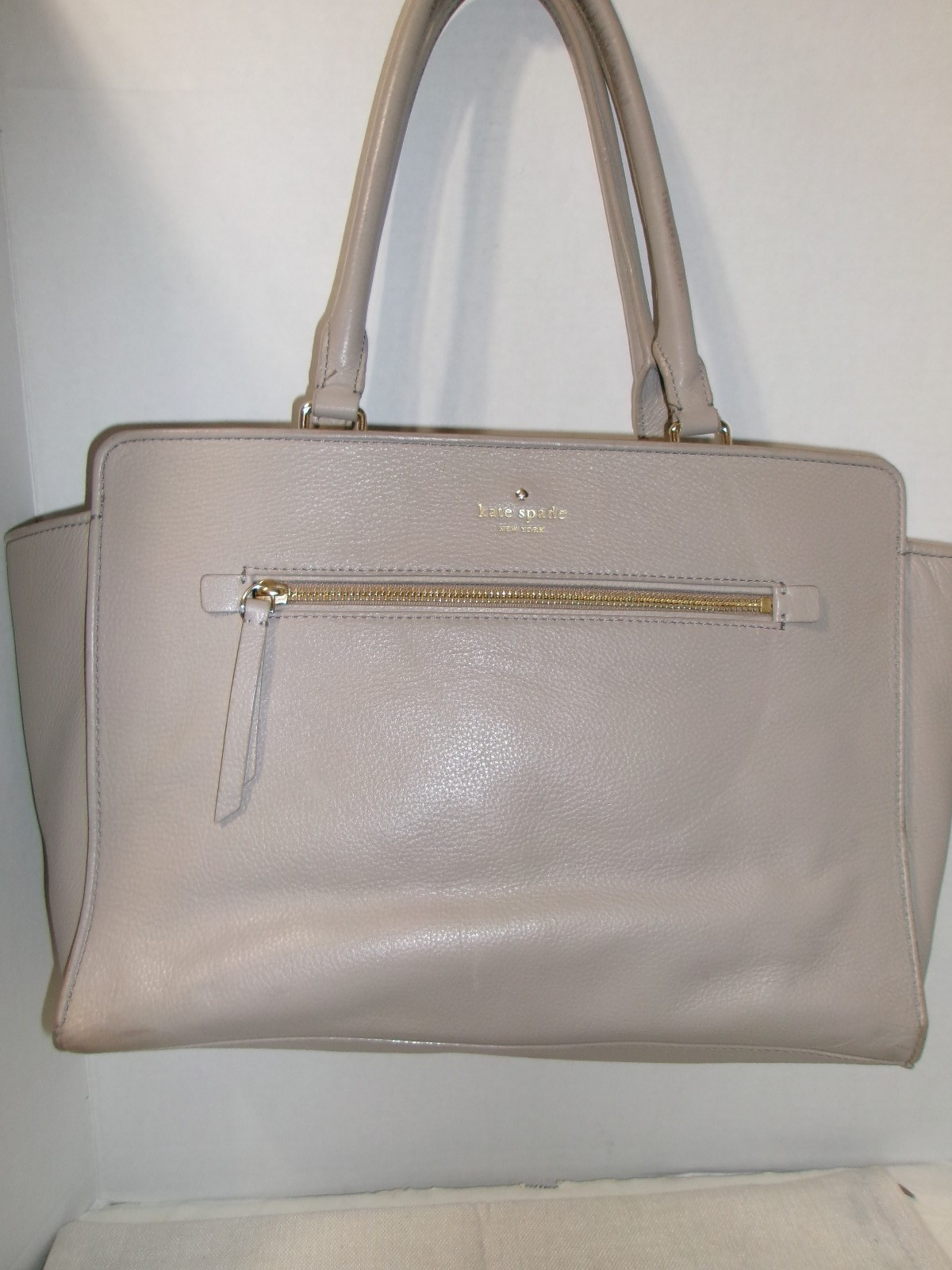 KATE SPADE LIGHT GRAY LEATHER TOTE BUSINESS BAG