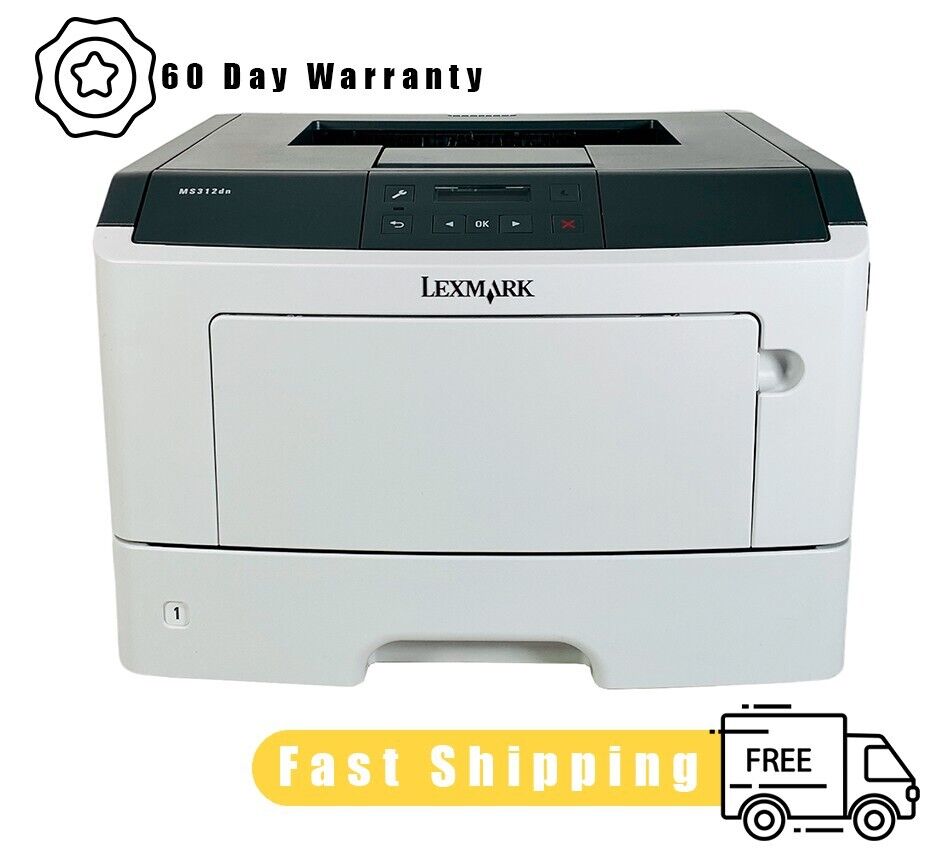 Tested Lexmark MS312dn 4514-330 WorkGroup Laser Printer No Toner No Drum
