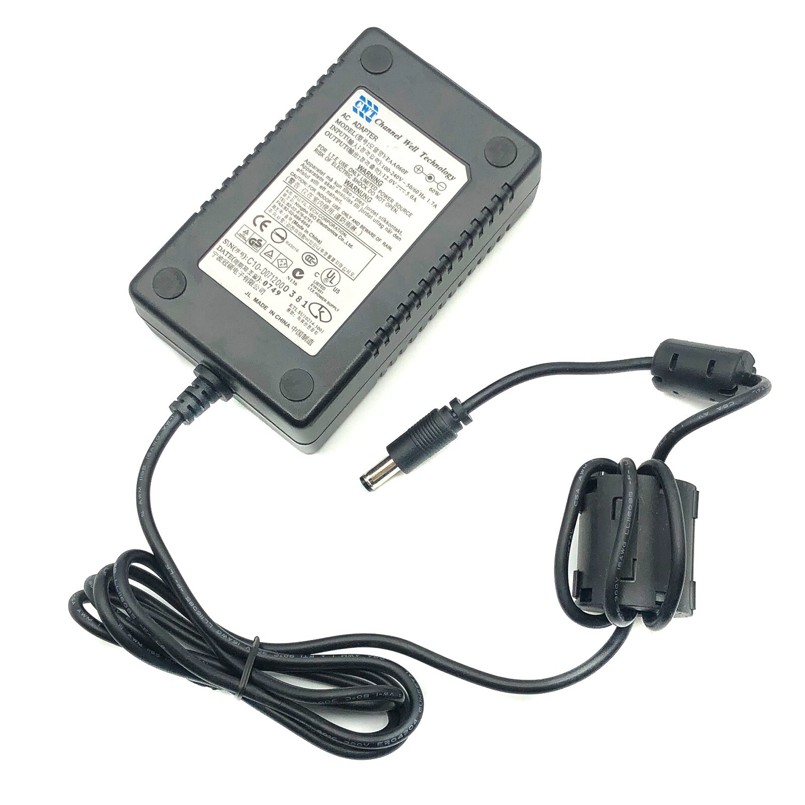 Genuine Channel Well Technology PAA060F AC Power Supply Adapter 12V 5A 60W n/PC