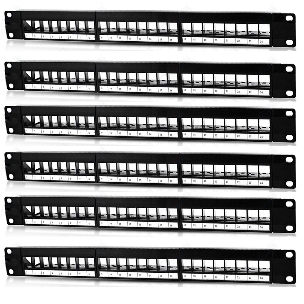 6 Pcs Patch Panel 24Port CAT6/Cat5 RJ45 110 Network Surface Wall Mount Bracket
