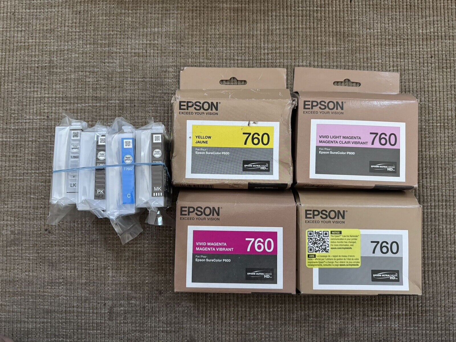 Set 8 Genuine Epson 760 Ink - 2021-2024 dates