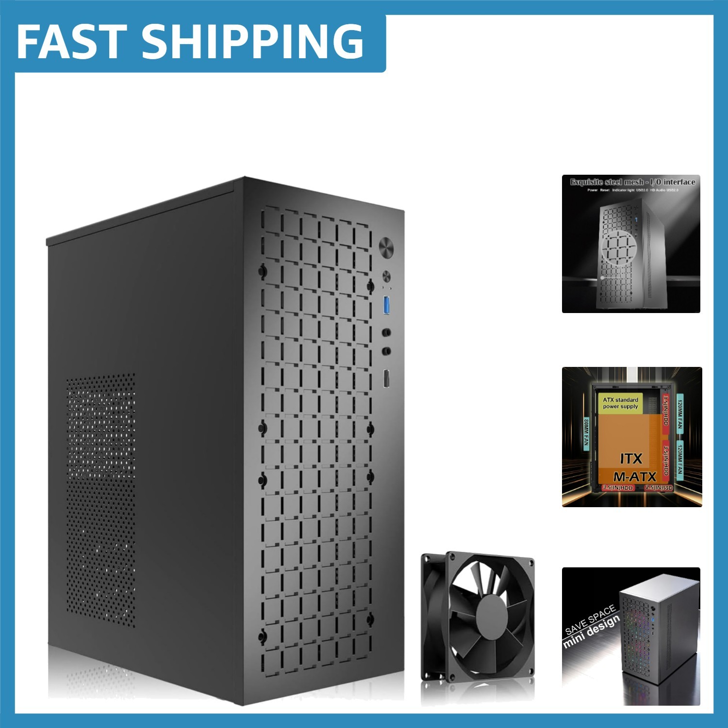Sleek Mini Tower Case with Enhanced Airflow - Supports Mini-ITX and Micro-ATX