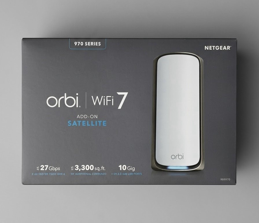 Netgear Orbi RBE970 BE27000 Quad-band Mesh Wi-Fi 7 Satellite White #MP6743