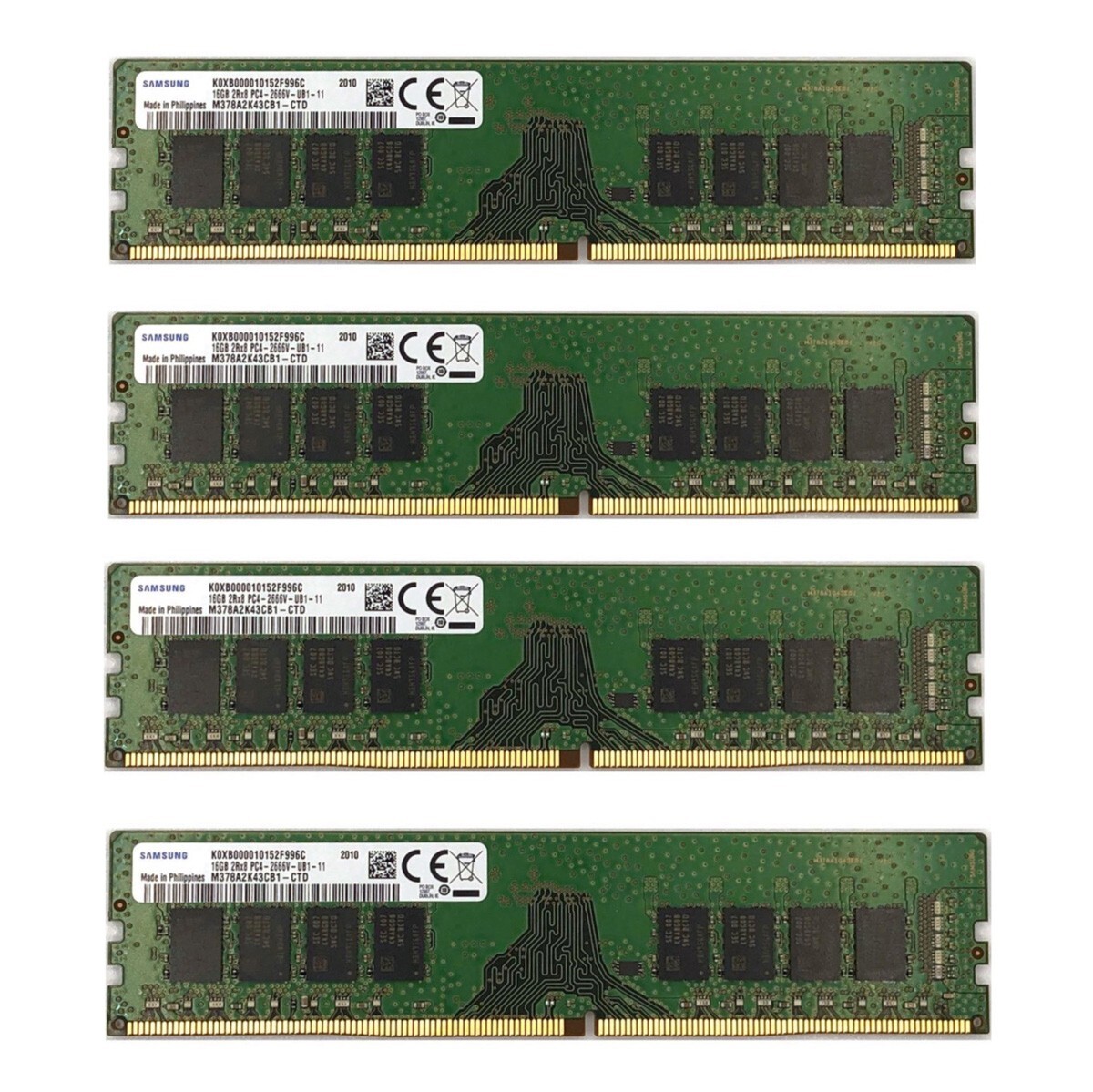 Samsung 64GB (4X 16GB ) DDR4 2666MHz PC4-25600 UDIMM Memory Ram M378A2K43CB1-CTD
