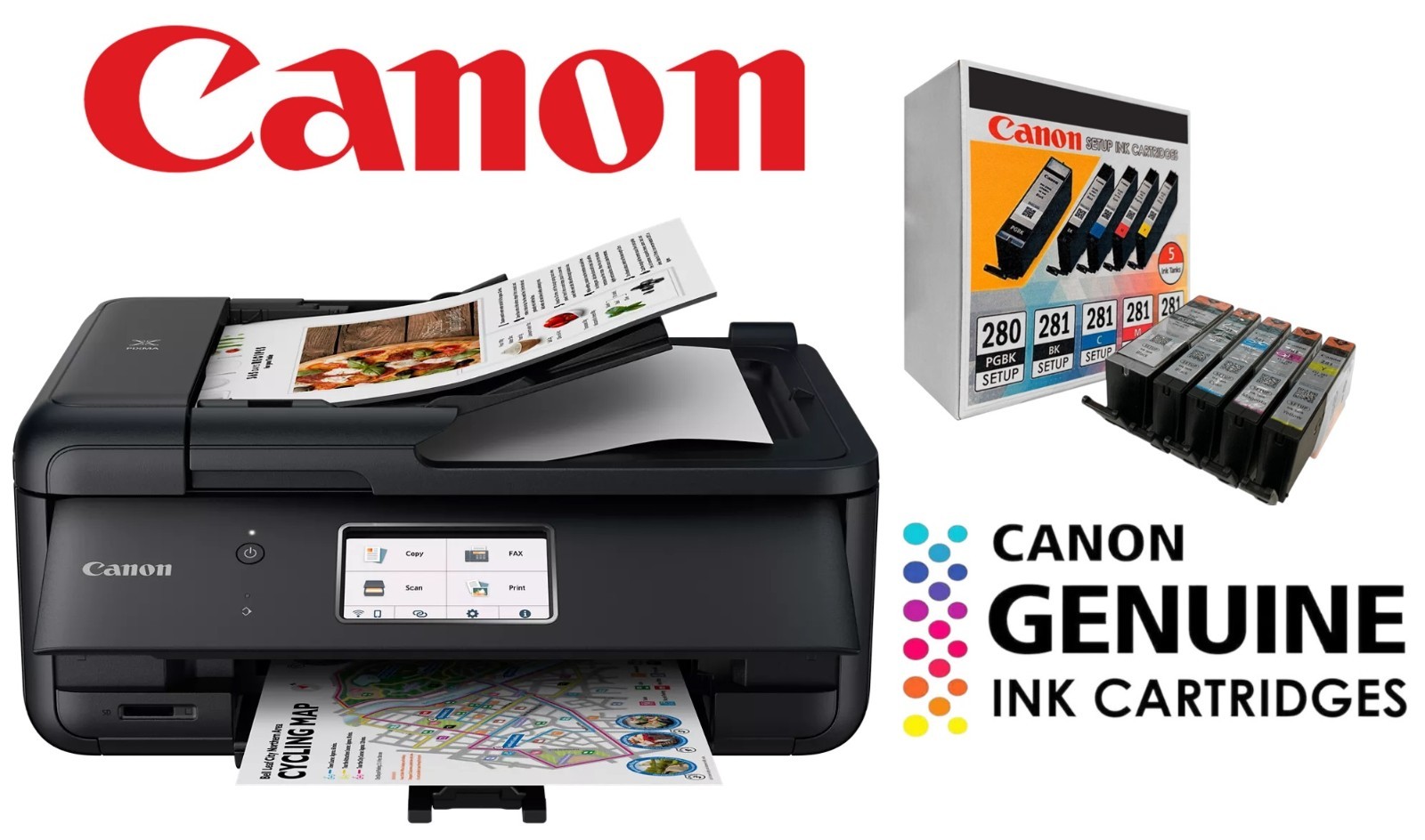 Canon PIXMA TR7620a All-in-One Printer Wi-Fi + Copier, Scanner, Fax & Ink Bundle