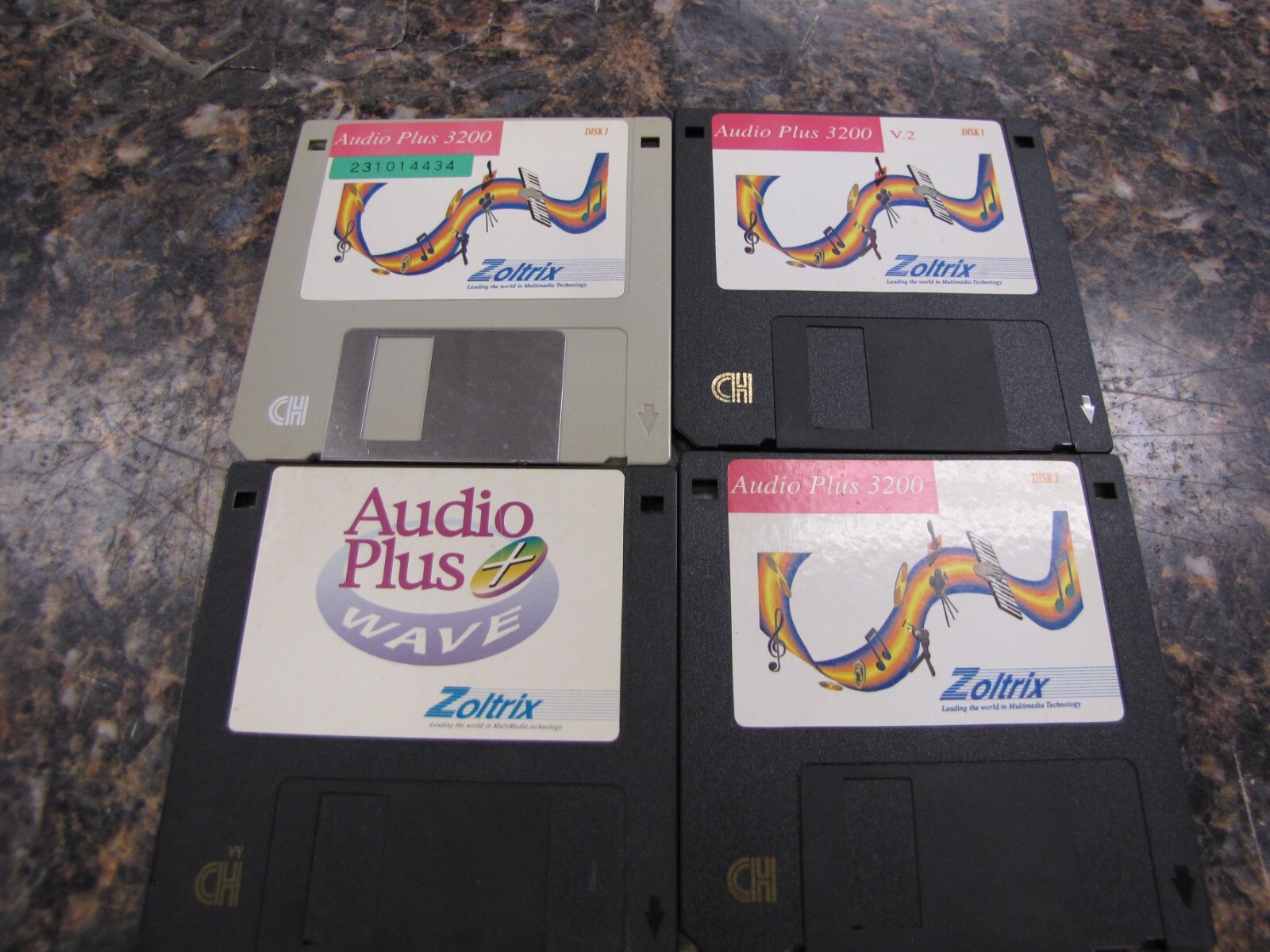 Lot of (4) Vintage Zoltrix Audio Plus 3200 Software 3.5" Disks - MA3