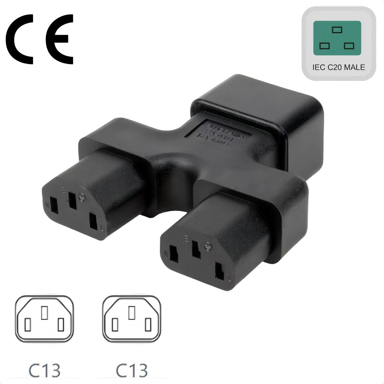 5PACK IEC 320 C20 to 2x C13 AC Adapter Converter 20Amp UPS Male to 13A Female