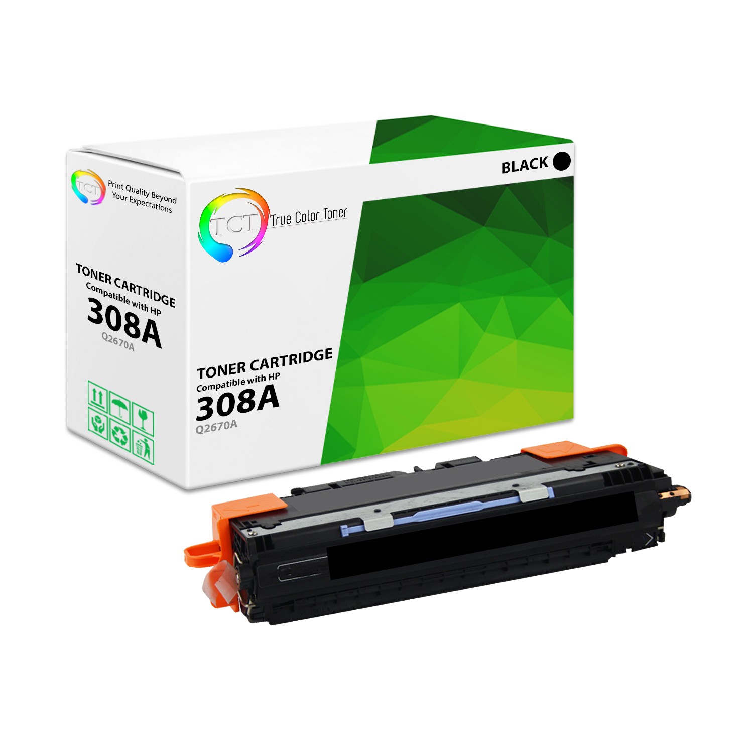 TCT Black Q2670A 308A Toner Cartridge For HP Color LaserJet 3500 3550 3700