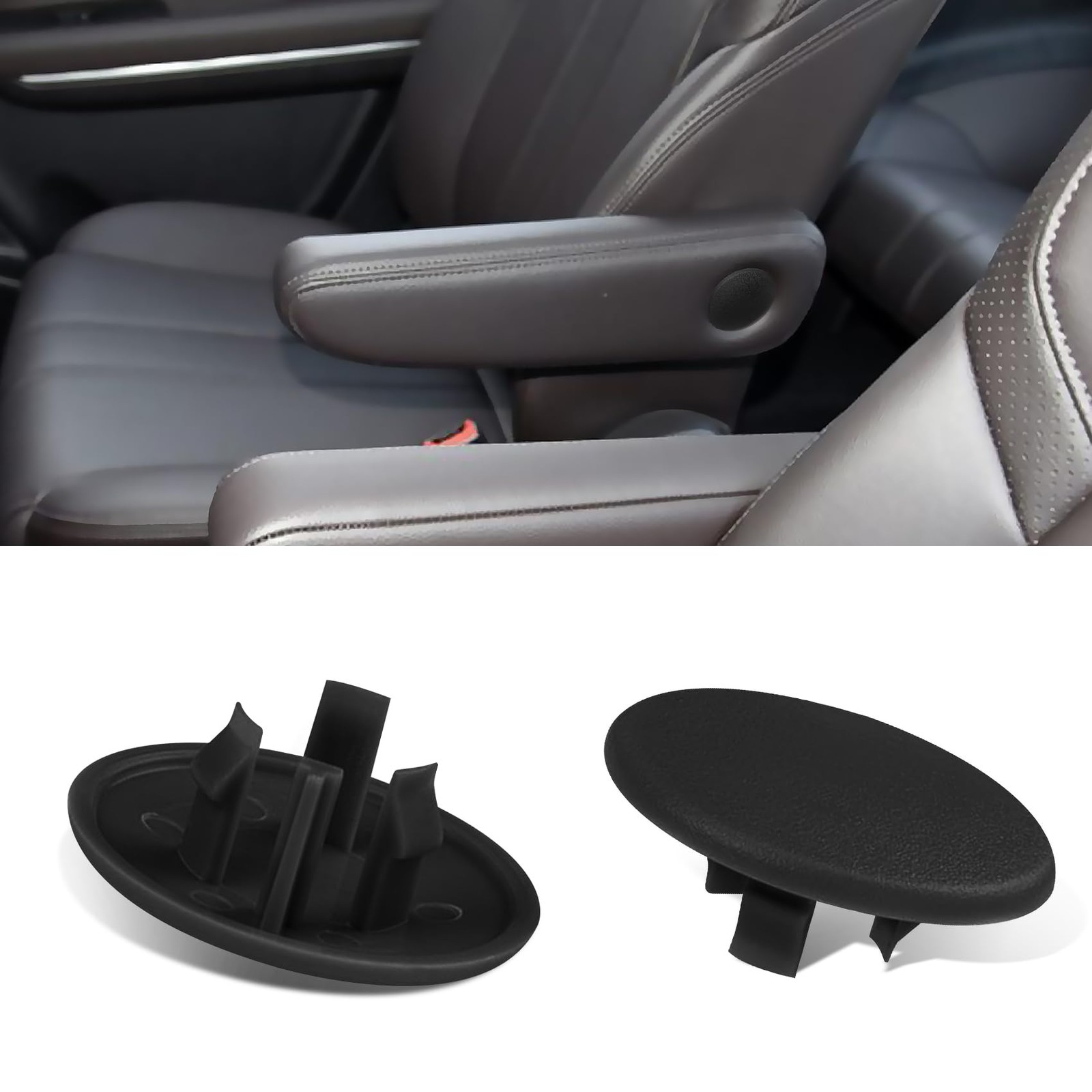 HEVLE 2PCS Rear Seat Armrest Cover Cap, Left Right Arm Rest Handle Trim Black
