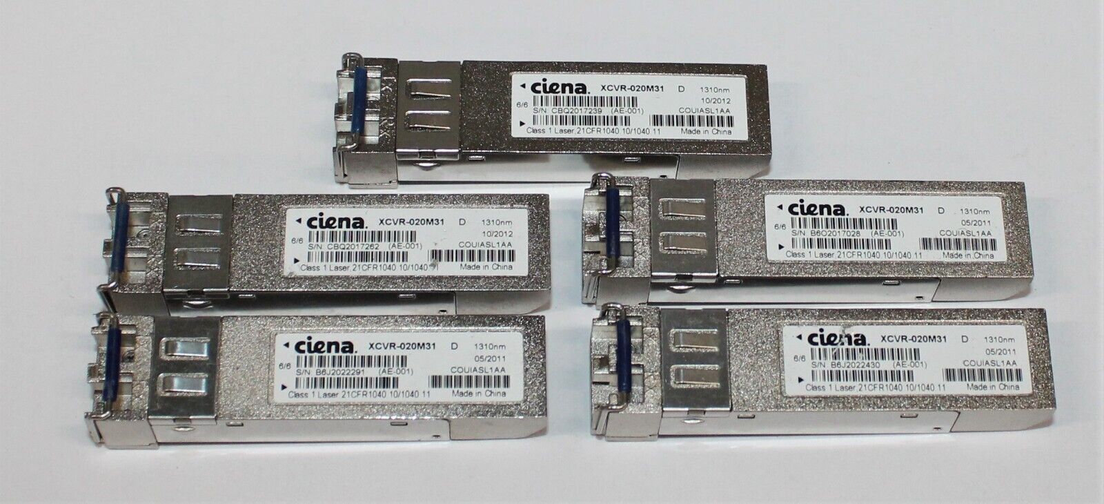 Lot of 5 - Ciena | XCVR-020M31 | COUIASL1AA | 1310nm AE-001 Transceiver Module